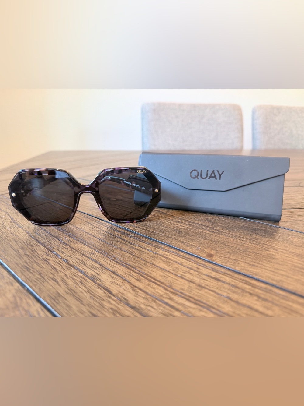 Quay Australia RECEIPTS Women's Hexagon Sunglasses - Purple Tortoise